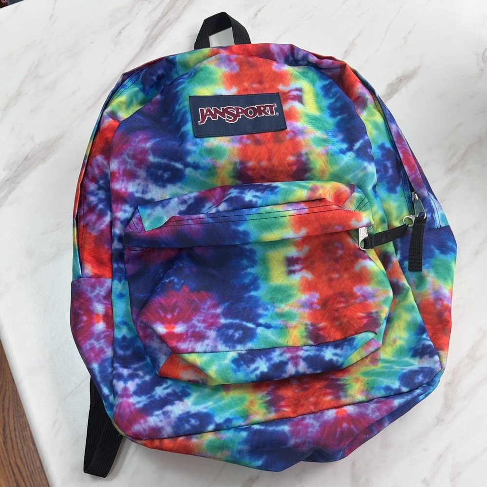 Jansport Superbreak Rainbow Tie-Dye Backpack-great used condition